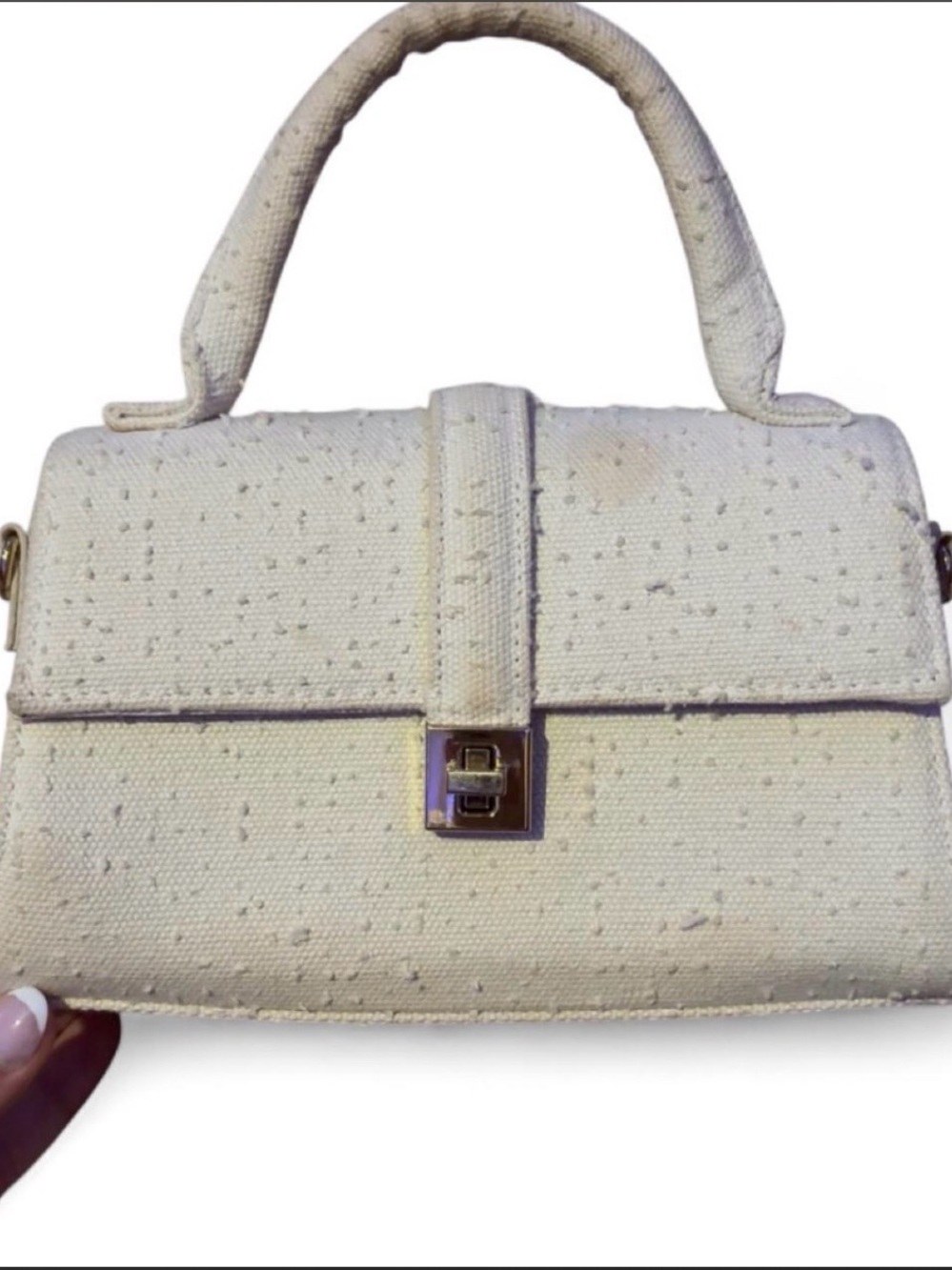Amazon Cream Textured Top-Handle Mini Bag